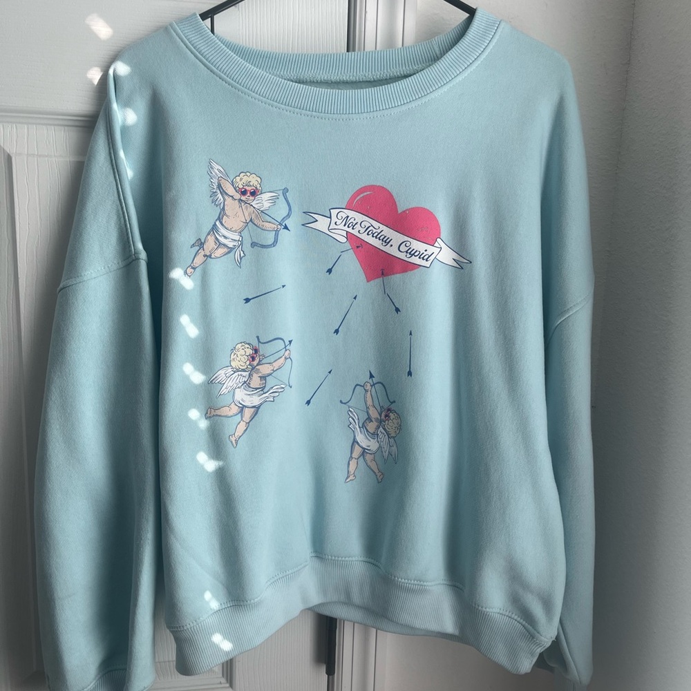 Living fully co Sky Blue cupid Graphic Sweater